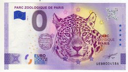 2020-7 BILLET TOURISTIQUE FRANCE 0 EURO SOUVENIR N°UEBR004581 PARC ZOOLOGIQUE DE PARIS ANNIVERSAIRE 5 ETOILES - Pruebas Privadas