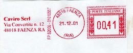 EMA RED METER  - COOPERATIVA C.A.VI.RO. FAENZA - EMA FREISTEMPEL  - 02916 - Marcofilia - EMA ( Maquina De Huellas A Franquear)