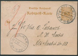 DT.REICH 1891, ROHRPOST-PK RP 8, 25 Pf. ROHRPOST-STPL BERLIN  9 + 21, SELTEN! - Cartas