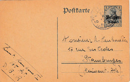 Entier D Bez 14/18 Nr.6 Met Militaire Stempel "PMB / BLP 10 / 2.II.24" (Osterfeld) !!!!   Van 14 Artil. Naar STAMBRUGES - Ocupación Alemana