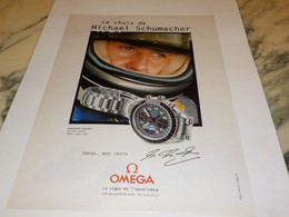 ANCIENNE PUBLICITE LE CHOIX DE MICHAEL SCHUMACHER MONTRE OMEGA  1997 - Automobile - F1