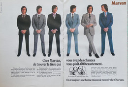 Publicité Papier Mode Hommes Marvan Mars 1972 P1010657 - 2 Pages - Pubblicitari