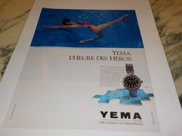 ANCIENNE PUBLICITE MURIEL HERMINE ET  LA MONTRE YEMA 1991 - Swimming