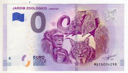 2019-1 BILLET TOURISTIQUE PORTUGAL 0 EURO SOUVENIR N°MECD001994 JARDIM ZOOLOGICO ELEPHANT SINGE LYNX - Essais Privés / Non-officiels