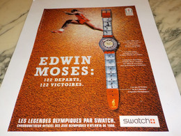 ANCIENNE PUBLICITE EDWIN MOSES  MONTRE SWATCH  1996 - Athlétisme