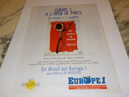 ANCIENNE PUBLICITE EUROPE 1 ET OPEN DE PARIS 1995 - Other & Unclassified