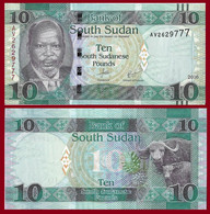 South Sudan P12b, 10 Pounds, Dr John De Mabior / Buffalos, Pineapple UNC $3CV - Soudan Du Sud