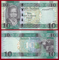 South Sudan P12b, 10 Pounds, Dr John De Mabior / Buffalos, Pineapple UNC $3CV - South Sudan