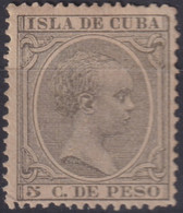 1890-104 CUBA 1890 ALFONSO XII 5c VERDE GRIS SIN GOMA Y BUEN CENTRAJE. - Prefilatelia