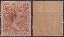 1890-101 CUBA 1890 ALFONSO XIII 2 Ml IMPRESOS GOMA ORIGINAL Y BUEN CENTRAJE. - Prefilatelia