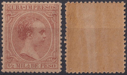 1890-100 CUBA 1890 ALFONSO XIII 1/2 Ml IMPRESOS GOMA ORIGINAL Y BUEN CENTRAJE. - Prefilatelia