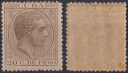 1884-290 CUBA 1884 ALFONSO XII 20c GRIS CENIZA TIPO I GOMA ORIGINAL Y BUEN CENTRAJE. - Prefilatelia