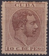 1884-288 CUBA 1884 ALFONSO XII 10c CASTAÑO ROJIZO TIPO I SIN GOMA Y BUEN CENTRAJE. - Prefilatelia