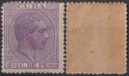 1884-285 CUBA 1884 ALFONSO XII 2 1/2c LILA TIPO I GOMA Y BUEN CENTRAJE. - Prefilatelia