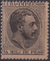 1884-282 CUBA 1884 ALFONSO XII 1/2 Ml IMPRESOS SIN GOMA. - Prefilatelia