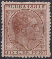 1881-113 CUBA 1881 ALFONSO XII 10c SIN GOMA Y BUEN CENTRAJE. - Prefilatelia