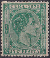 1878-177 CUBA 1878 ALFONSO XII 25c SIN GOMA Y BUEN CENTRAJE. - Préphilatélie