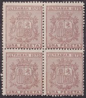1875-111 CUBA ANTILLAS 1875 REPUBLICA 1pta BLOCK 4 SIN GOMA. - Voorfilatelie