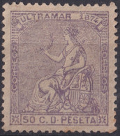 1874-85 CUBA ANTILLAS 1874 REPUBLICA 50c VIOLETA SIN GOMA BUEN CENTRAJE. - Prefilatelia