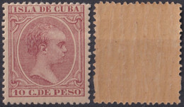 1891-123 CUBA 1891 ALFONSO XII 10c ROSA LILA GOMA ORIGINAL. - Voorfilatelie