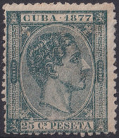 1877-120 CUBA 1877 ALFONSO XII 25 C SIN GOMA Y MUY BUEN CENTRAJE. - Prefilatelia