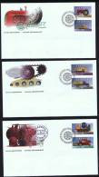 1995  Historic Farm & Frontier Vehicules Sc 1552  Set Of 3 FDC In Presentation Folder - 1991-2000