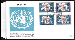 9/12° FDC - Admission Du Rwanda Comme Membre Des N.U / Opname Van Rwanda Als Lid Der V.N - 1962-1969