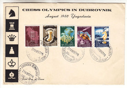 Yougoslavie - Lettre De 1950 ° - Oblit Dubrovnik - échecs - Olympiade - Valeur Timbres Oblit = 35 € - Sur Lettre +++ - Brieven En Documenten