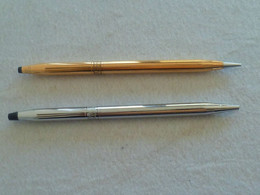 Authentic Cross Ball Pen & Pencil Desk Set Gold / Silver (#10) Ireland / USA - Stylos