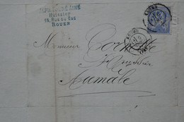 AC6  FRANCE BELLE  LETTRE  1876 ROUEN   POUR  AUMALE+ AFFRANCHISSEMENT PLAISANT - 1876-1878 Sage (Typ I)