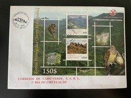 Cape Kap Verde Cabo Verde 2009 Mi. Bl. 41 FDC Serra Malagueta Areas Protegidas Bird Of Prey Rapace Monkey Singe Affe - Cape Verde