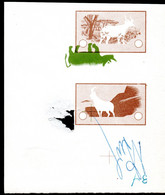 373.ETHIOPIA.1966 ANIMALS,TRIAL PROOF OF RHINOCEROS,MOUNTAI NYALA,NUBIAN IBEX,MH,SIGNED,DAMAGED,POSSIBLY UNIQUE - Etiopia