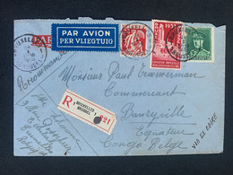 Lettre Recommandée De Bruxelles Vers Le Congo Belge Via Le Caire  1935 - Other & Unclassified