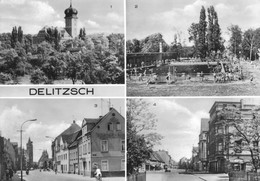 DDR Mehrbild AK Um 1975 Delitzsch U.a. Mit Schwimmbad Und Wilhelm-Pieck-Straße - Delitzsch