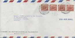 ISLANDE N°192 X 4  / LETTRE Par AVION Pour BRUXELLES ( Belgique )C à D REYKJAVIK / 25-VI-47 - Briefe U. Dokumente