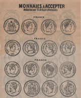 Page D'Agenda De Bureau Ancien/Monnaies D'Or Et D'Argent/Monnaies à Accepter/Monnaies à Refuser/Vers 1880-1890   BILL213 - Francés