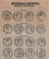 Page D'Agenda De Bureau Ancien/Monnaies D'Or Et D'Argent/Monnaies à Accepter/Monnaies à Refuser/Vers 1880-1890   BILL213 - French