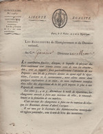 Regisseurs Domaines - Circulaire 1463 - 8 Nivose An 7 - Assiette De Recouvrement - 8 Pages - Historical Documents