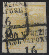 O 1850, 5 Cent. Ocra Arancio, Tinta Non Comune, Cert. Goller (Sass. 1h) - Lombardy-Venetia