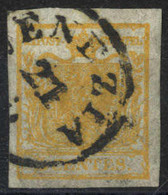 O 1850, 5 Cent. Arancio Carico, Cert. Goller (Sass. 1i) - Lombardy-Venetia