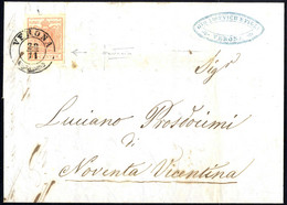 Cover 1850, "Pieghe Di Carta", 15 Cent. Rosa, Su Lettera Da Verona 28.11.1851 Per Noventa Vicentina, Lusso, Firm. Sottor - Lombardy-Venetia