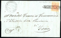 Cover 1850, 15 Cent. Rosa, II° Tipo, "spazio Tipografico In Alto", Su Lettera Da Milano 9.4.1852 Per Como, Splendido (Sa - Lombardije-Venetië