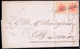 Cover 1850, 15 Cent. Rosa, Secondo Tipo, Due Esemplari Su Lettera Da Milano 12.3.1852 (Sass. 5 - ANK 3HIIb) - Lombardije-Venetië
