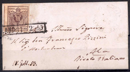 Cover 1850, 30 Cent. Bruno Grigiastro, Primo Tipo, Su Lettera Da Milano, (Sass. 7e - ANK 4HI) - Lombardije-Venetië