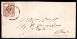 Cover 1850, 30 Cent. Bruno Lillaceo Su Lettera Da Milano (Sass. 9 - ANK 4HIII) - Lombardije-Venetië