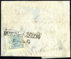 Cover 1850, 45 Cent. Azzurro Ardesia Su Lettera Da Busto Arsizio (Sass. 11/ 450,-) - Lombardy-Venetia