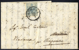 Cover 1850, 45 Cent. Azzurro Ardesia Su Lettera Da Venezia 18.7.1853, Spedita Erroneamente A Mantova E Dirottata A Viada - Lombardije-Venetië