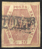 O 1858, 10 Gr. Rosa Brunastro, Sass. 10 / 375,- - Napoli