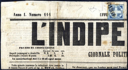 Cover 1861, Copia Del Giornale Di Napoli "L'Indipendente" Del 26.2. Affrancata Con Crocetta Azzurro Scuro, Annullato Con - Napoli