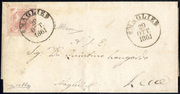 Cover "MAGLIE 29 / OTT. / 1861", Annullo A Cerchio Su 2 Gr. Rosa Brunastro, III Tavola, Su Lettera Per Lecce, Grandi Mar - Napoli
